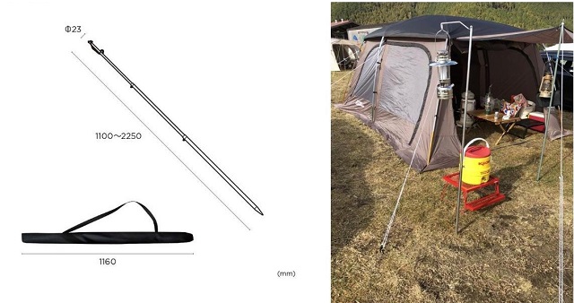 キャンプ場での使用例と寸法