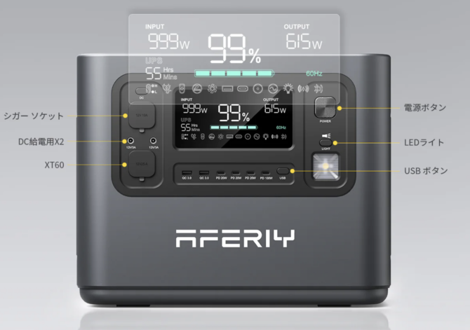 AFERIYの大容量ポータブル電源1200Pro（AF-P110）をレビュー！特徴と 