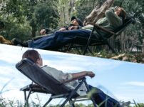 クライマックスローチェア２のリクライニングを使って寝転がってるようす